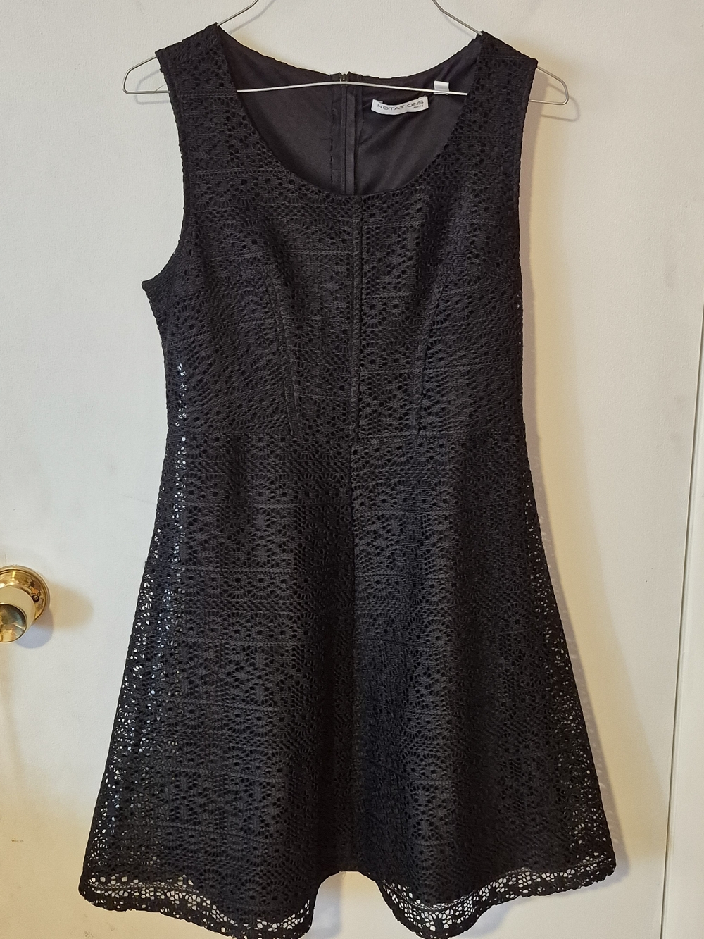 Notations Black Sleeveless Crochet Midi Dress